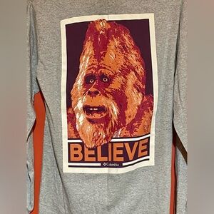 Columbia Gray Sasquatch Bigfoot Believe Graphic Long Sleeve Shirt New S
